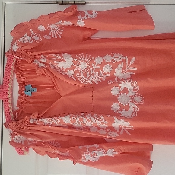 Adorable embroidered short summer dress size l. - Picture 1 of 7